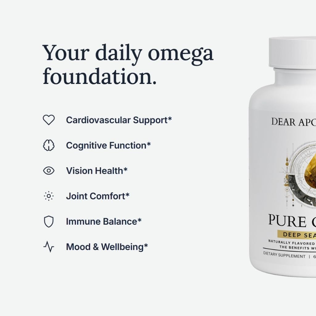 Pure Omega 3 Fish Oil 1200mg - EPA 432mg DHA 288mg - Heart, Brain & Joint Support - Lemon Flavored, Non-GMO, Gluten Free - 60 Softgels