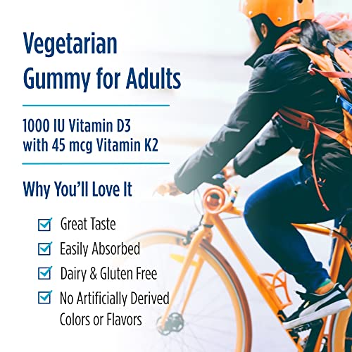 Nordic Naturals Vitamin D3 + K2 Gummies, Pomegranate - 120 Gummies - 1000 IU Vitamin