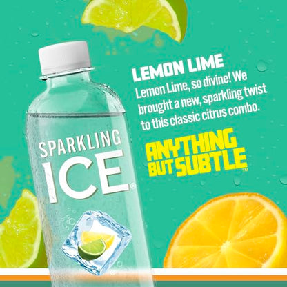 Sparkling Ice, Lemon Lime Sparkling Water, Zero Sugar Flavored Water, with Vitamins