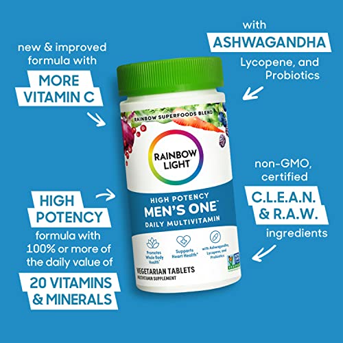 Rainbow Light Mens One High Potency Daily Multivitamin, Vegetarian, 150 ct., Package