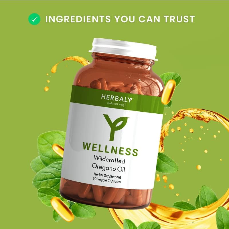 HERBALY Wellness Wildcrafted Oregano Oil Capsules Yellow/Gold