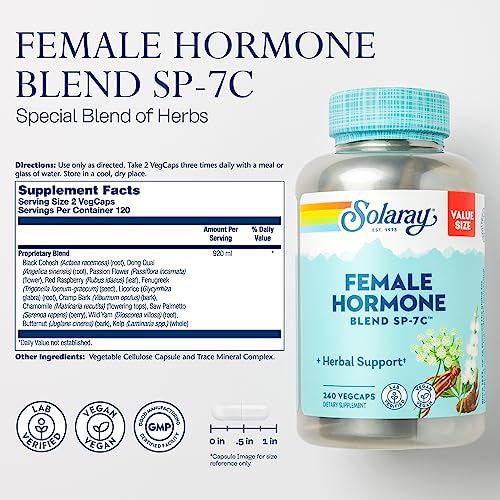 Solaray Female Hormone Blend SP-7C, Herbal Support Hormonal Balance for Women