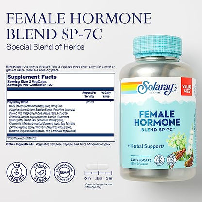 Solaray Female Hormone Blend SP-7C, Herbal Support Hormonal Balance for Women