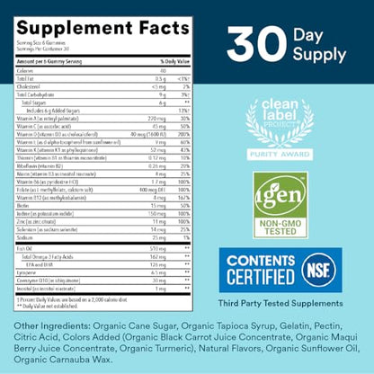 SmartyPants Multivitamin for Men, Gummies: Omega 3 Fish Oil (EPA/DHA), Methylfolate