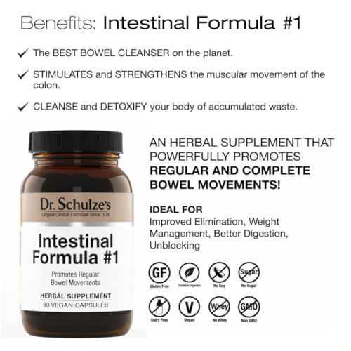 Dr. Schulze's Intestinal Formula #1 Colon Bowel Cleanse Laxative Capsules, 90 Count