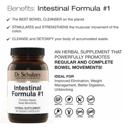 Dr. Schulze's Intestinal Formula #1 Colon Bowel Cleanse Laxative Capsules, 90 Count