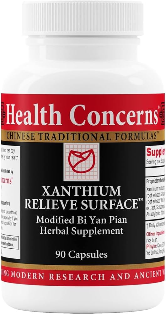 Health Concerns Xanthium Relieve Surface - Allergen Support Supplement - Phlegm, Sinus Allergy, Nasal Congestion & Skin Rash Support - Traditional Chinese Formula - 90 Capsules