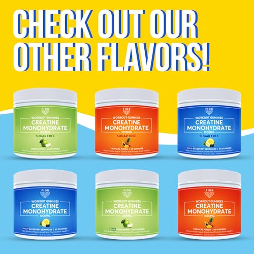 FIOR Sugar-Free Creatine Gummy - Best Creatine Monohydrate Chewable, 60 Count