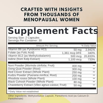 Fabulous Menopause Kit Supplements for Women. Black Cohosh, 60 Caps. Includes E-Book, Recipes