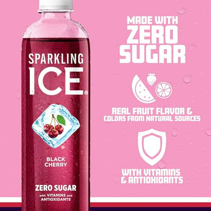 Sparkling Ice, Black Cherry Sparkling Water, Zero Sugar Flavored Water, with Vitamins