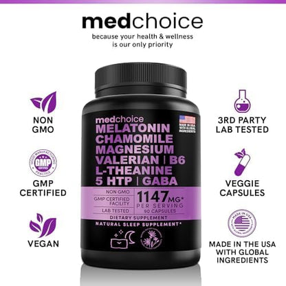 MEDCHOICE Turmeric & Ginger (120ct), Sleep Melatonin (90ct), and Nootropic Brain (60ct) Supplement Bundle - Wellness Trio for Brain, Sleep, & Immune Support - Vegan, Non-GMO, Gluten-Free