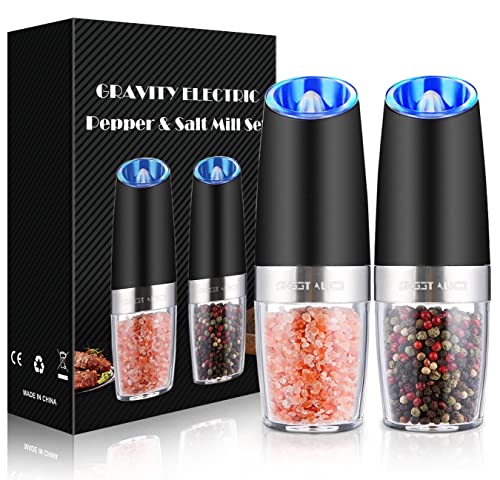 Gravity Electric Pepper and Salt Grinder Set, Adjustable Coarseness, Battery Powered 