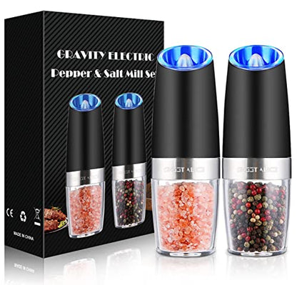 Gravity Electric Pepper and Salt Grinder Set, Adjustable Coarseness, Battery Powered 