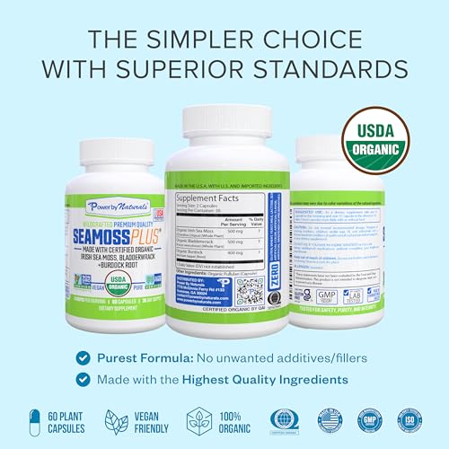 Power By Naturals Sea Moss Plus - USDA Certified Organic Wildcrafted Irish Seamoss