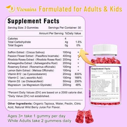 VZOXAINS 2 Pack Saffron Supplement Gummies, Sugar Free Saffron Extract with Magnesium