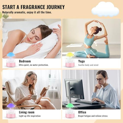 Rain Cloud Humidifier Water Drip with 5 Essential Oils, Cloud Diffuser with 7 Changing Colors Night Lights