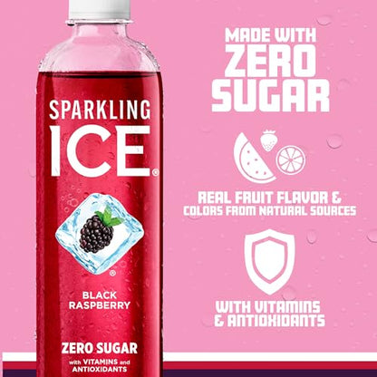 Sparkling Ice, Black Raspberry Sparkling Water, Zero Sugar Flavored Water, with Vitamins