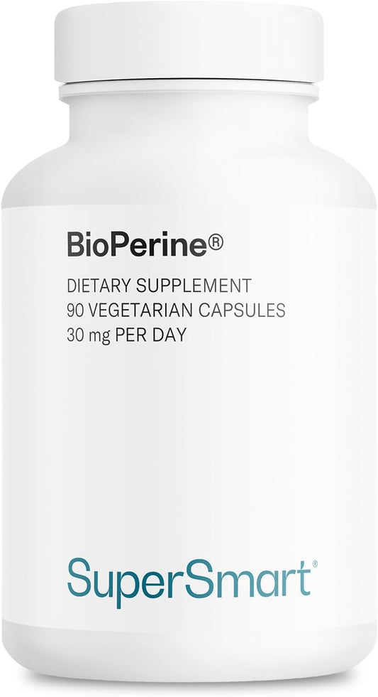 SuperSmart Bioperine 30mg per Day (95% Piperine) - Black Pepper Extract Supplement - Absorption Enhancer - Digestive Enzymes Support | Non-GMO & Gluten Free - 90 Vegetarian Capsules