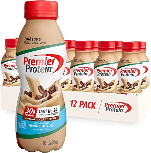 Premier Protein Shake, Café Latte Liquid, 30g Protein, 1g Sugar, 24 Vitamins & Minerals