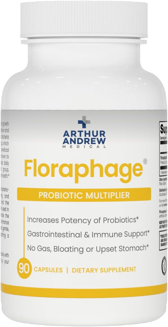 Arthur Andrew Medical Floraphage, Bacteriophage Prebiotic, 90 Capsules | Advanced Bacteriophage Prebiotic. Probiotic Multiplier, & Microbiome Enhancement. Digestive, Immune, & Urinary Tract Support