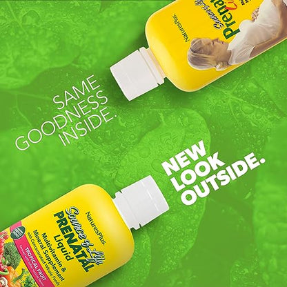 NaturesPlus Source of Life Prenatal Liquid, Tropical Fruit - 30 fl oz - Multivitamin