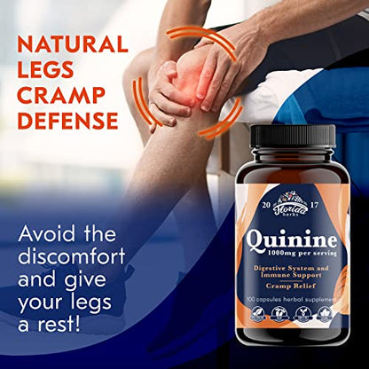 Leg Cramps Support Organic Pills - 1000 mg - Quinine Tablets for Cramp Defense