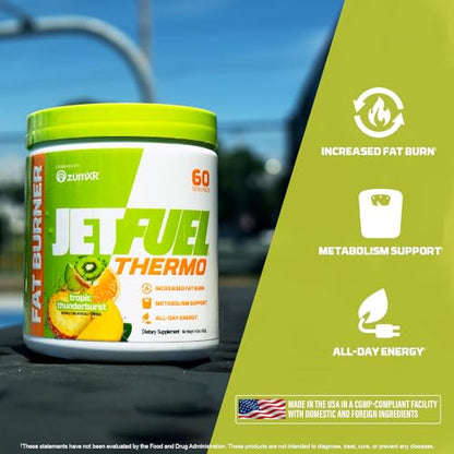 GAT SPORT JetFuel Tropic Thunderburst Thermo Powder for Fat Burning, ZumXR Caffeine