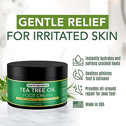 Tea Tree Oil Foot Cream For Dry Cracked Heels Repair - Natural Foot Cream For Dry Cracke