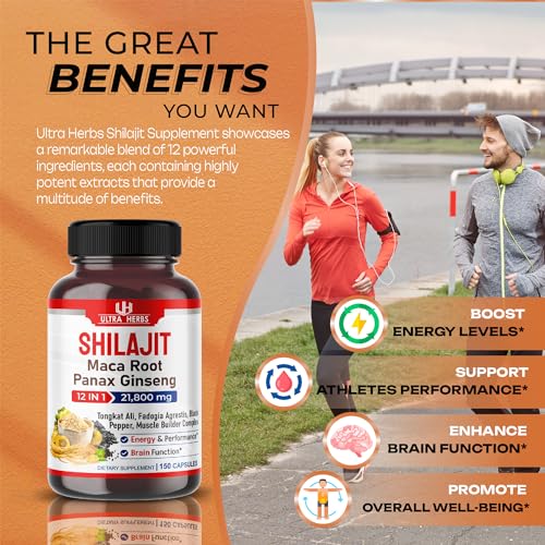 Shilajit Pure Himalayan 21,800mg - Energy Booster 85% Fulvic Acid, Maca Root