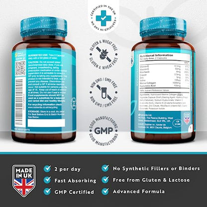 Marine Collagen 1000mg Enhanced with Hyaluronic Acid 100mg - 90 Super Strength Capsules