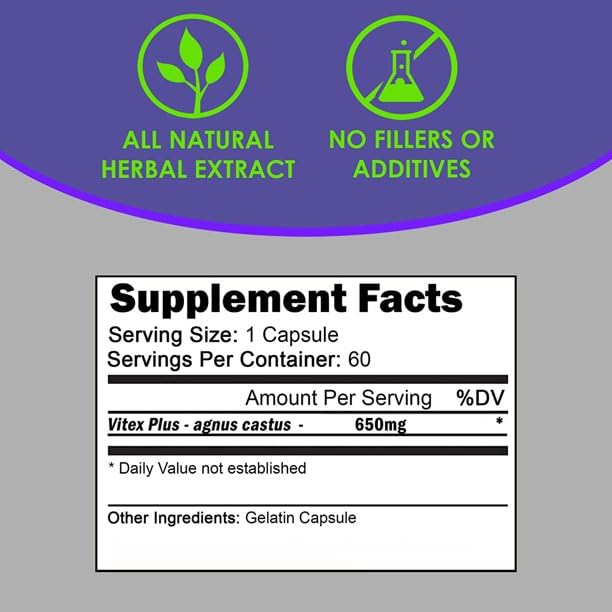 yhn Vitex Plus 650mg Chasteberry Supplement for Women - Support Fertility, Hormone Balance
