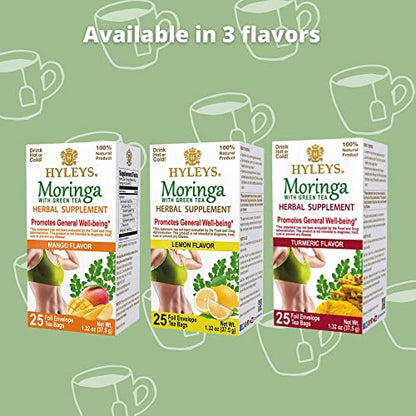 Hyleys Tea Moringa Oleifera with Mango Flavor - 25 Tea Bags (Miracle Tree Tea)