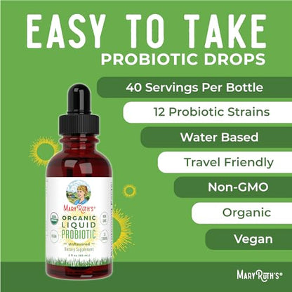 MaryRuth Organics USDA Organic Liquid Probiotic, Digestive Health, Probiotics for Women