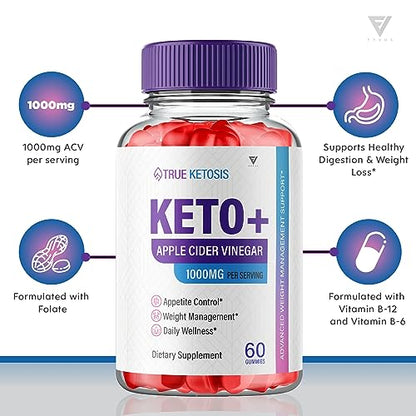 (3 Pack) True Ketosis Keto Gummies for Weight Loss, True Ketosis Keto ACV Gummies