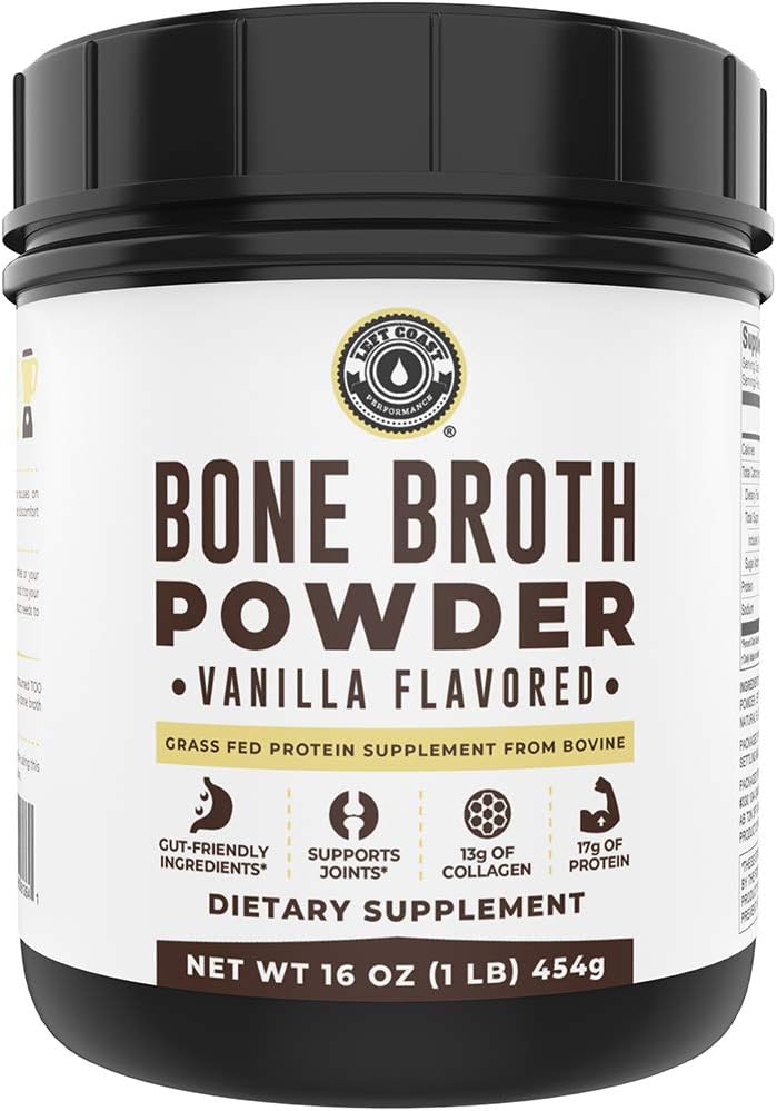 Left Coast Performance Vanilla Bone Broth and Multi Collagen Powder for Joint, Hair, Skin, and Nails Support