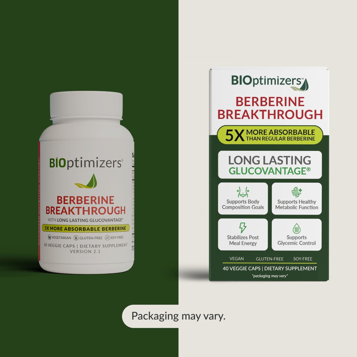 BIOptimizers Berberine Breakthrough Supplement - Metabolic Support –Healthy Metabolism - 60 Capsules – Vegetarian, Gluten-Free, Soy-Free