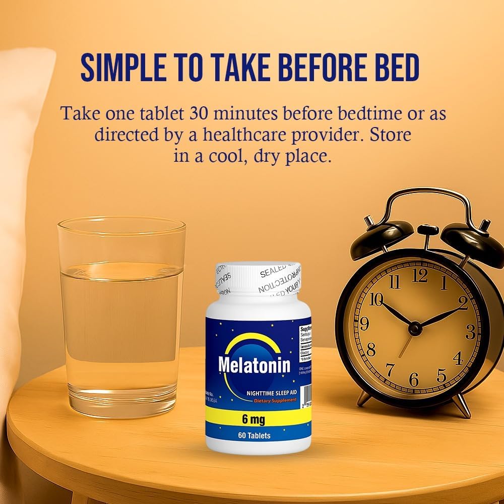 Nu-Health Melatonin 6mg Fast Acting Sleep Support, Natural, 60 Tablets