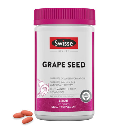Swisse Grape Seed Extract Capsules | Grapeseed Extract Antioxidant Supplement |with Vitamin C for Skin & Collagen Support | 5 Month Supply