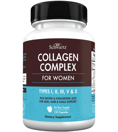 Multi Collagen Pills for Women (Types I II III V X) with Vitamin C Hyaluronic Acid Biotin