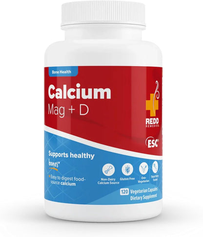 Redd Remedies, Calcium Mag + D, Vitamin D3 and Calcium for Strong Bone Support, 120 Vegetarian Capsules