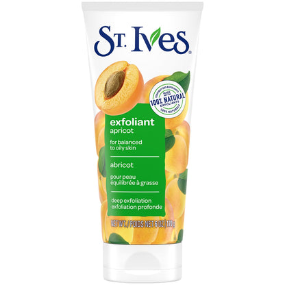 St. Ives Apricot Facial Scrub, Fresh Skin – Face Exfoliant for Balanced to Oily Skin, 6 Oz Ea