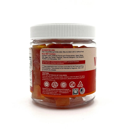 Organic Vitamin C Gummies 120mg for Adults, Sugar Free, Daily Immune Defense, Raw Antioxidant, 100% Whole Food Chewable Vitamin C Supplement from 1200mg Berries & Fruits for Collagen, Vegan, 60 Counts