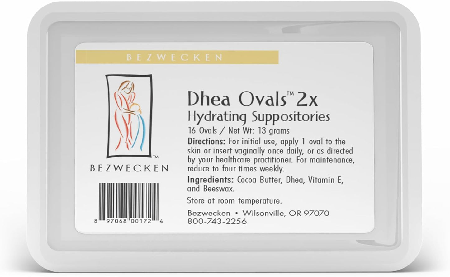 Bezwecken – DHEA Ovals 2X – 16 Ovals - Free of Estrogen - Same Trusted Formula - Professionally Formulated to Alleviate Vaginal Dryness in Menopausal Women