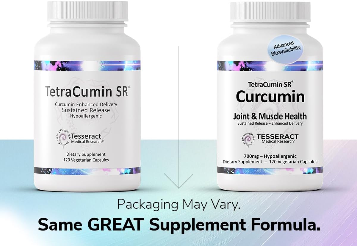 Tesseract TetraCumin SR Turmeric Curcumin Supplement, 120 Capsules | Sustained Release, Metabolite, Supports Joint Comfort, Mobility & Flexibility, For Women & Men, Curcuma Capsules, Gluten Free