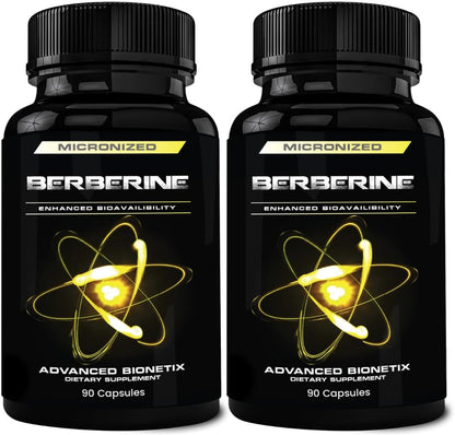 Advanced Bionetix 2 Pack 1500mg Advanced Bioavailability Micronized Berberine Supplement All Natural w/BerbeTal™ Support. 180 Total Capsules