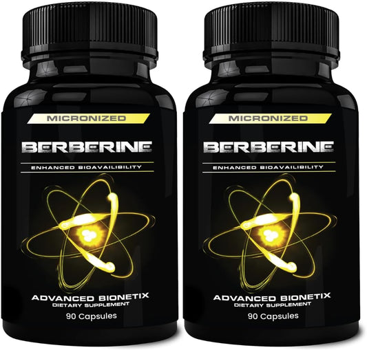 Advanced Bionetix 2 Pack 1500mg Advanced Bioavailability Micronized Berberine Supplement All Natural w/BerbeTal™ Support. 180 Total Capsules