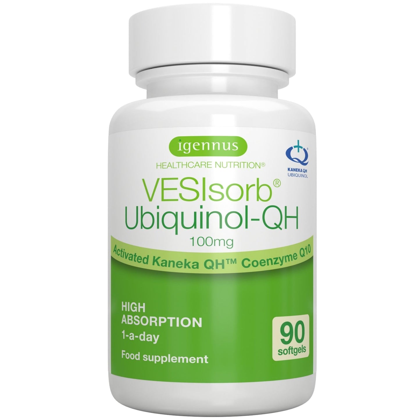 Igennus Advanced VESIsorb Ubiquinol 100mg, 90 Softgels | Water-Soluble Coenzyme Q10 Supplement for Energy & Heart, 600% Bioavailability, Fast-Acting, 3-Month Supply