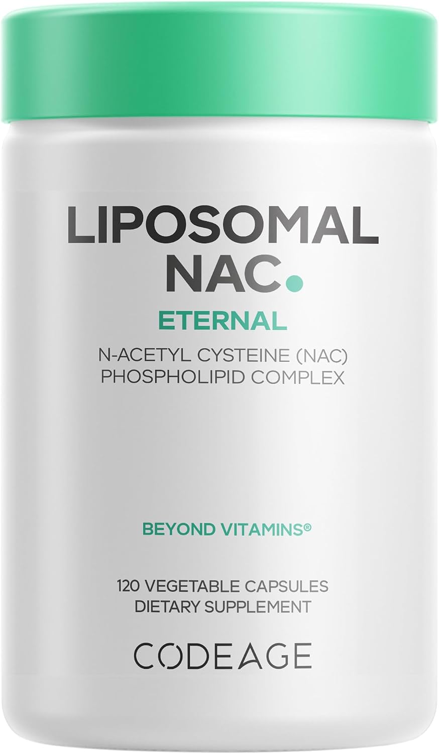 Codeage Liposomal NAC, N-Acetyl L-Cysteine, Free-Form, Vegan, 120 Capsules | Liposomal free-form NAC (N-acetyl L-cysteine), 900 mg per serving. Two-month supply. Gluten-free, dairy-free, vegan, non-GMO.