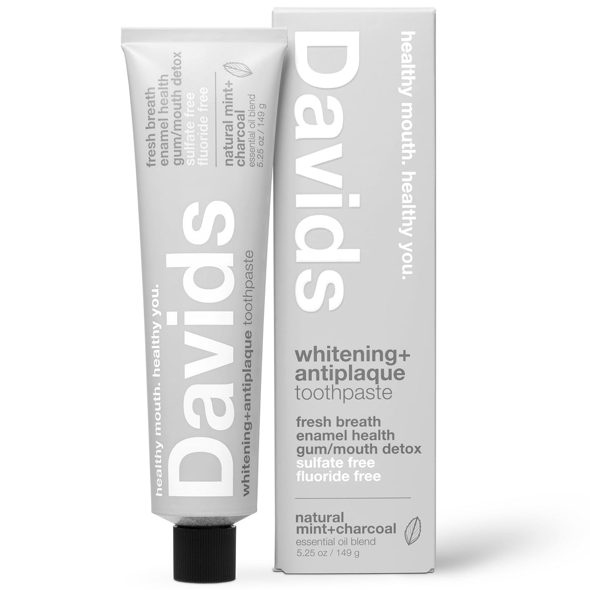 Davids Fluoride Free Toothpaste Teeth Whitening SLS Free Peppermint 5.25oz