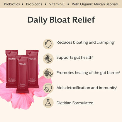 ProMix Nutrition Debloat Prebiotics and Probiotics with Baobab - Rich in Vitamin C, Bloating Relief, Immune Support - Orange - 30 Servings (Pack of 30)